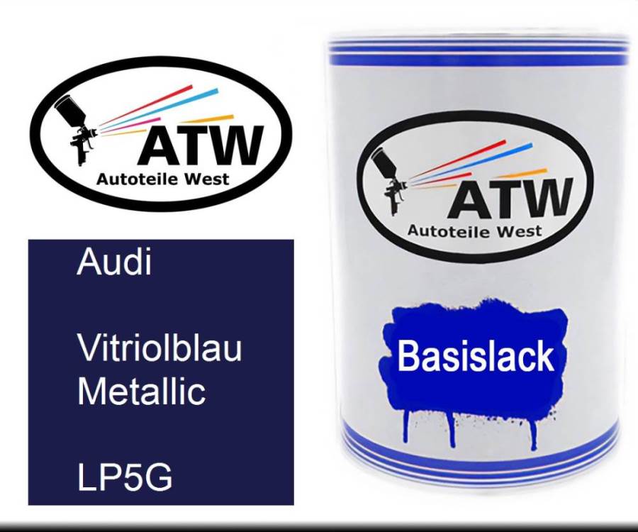 Audi, Vitriolblau Metallic, LP5G: 500ml Lackdose, von ATW Autoteile West.